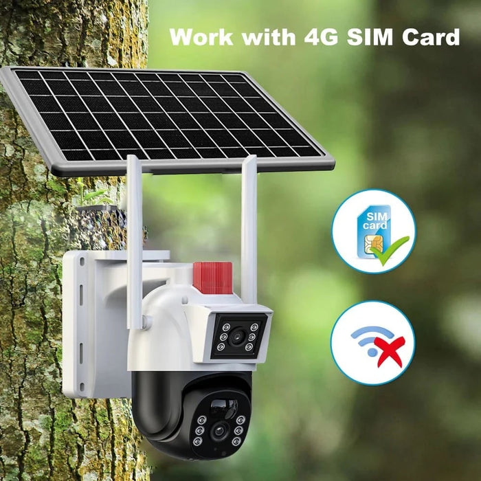 Camera de Supraveghere WiFi Dasgut™ IP66, Full HD 1920x1080, V380 Pro, cu Panou Solar și Acumulator 12000mAh