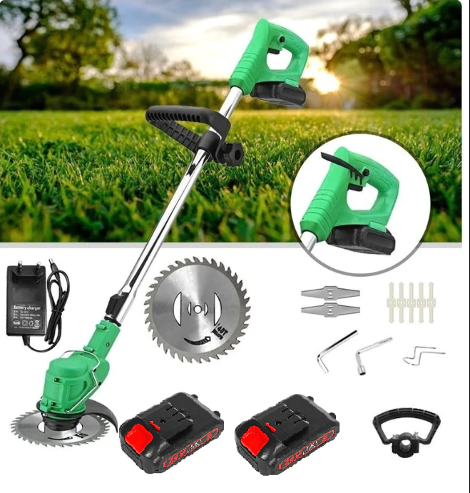 Motocoasă Electrică cu Acumulatori, 2 x 24V, 4000mAh, 18000 RPM, cu Accesorii Incluse