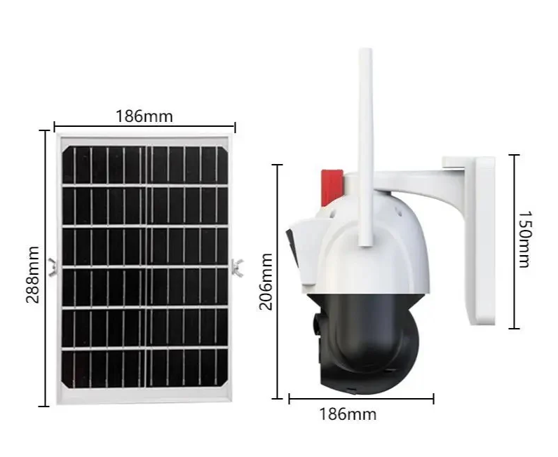 Camera de Supraveghere WiFi Dasgut™ IP66, Full HD 1920x1080, V380 Pro, cu Panou Solar și Acumulator 12000mAh