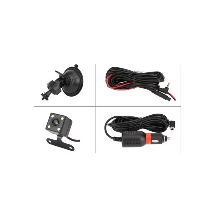 Cameră Auto 3 în 1 Full HD, Filmare Față-Spate-Interior, Ecran 4", Unghi 170°, Night Vision, G-Sensor, Playback, Loop Recording