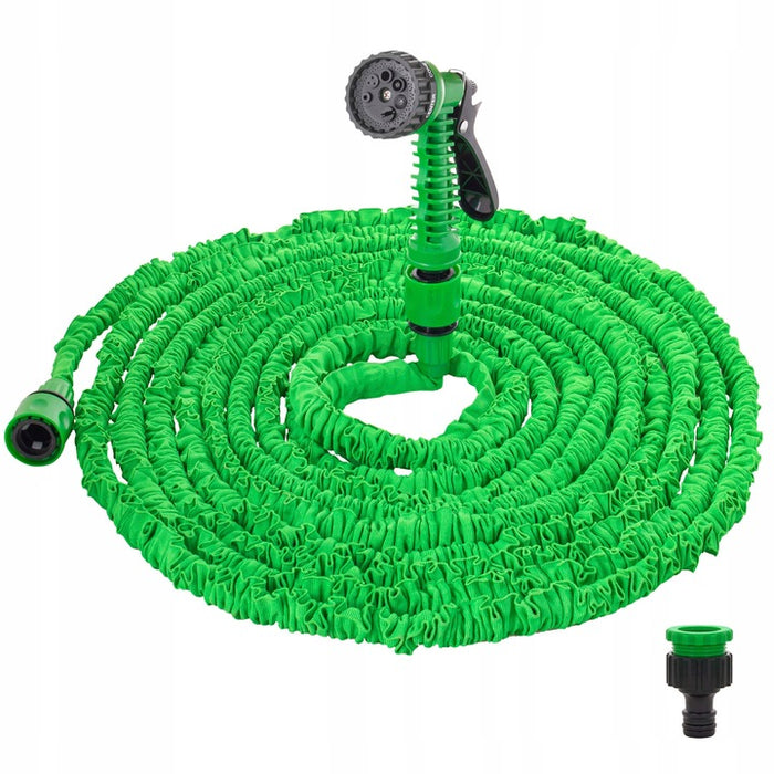 Furtun Extensibil 45m cu Pulverizator Multifuncțional GRATUIT, 7 Jeturi, Conector Inclus, Verde – Ușor, Flexibil și Durabil