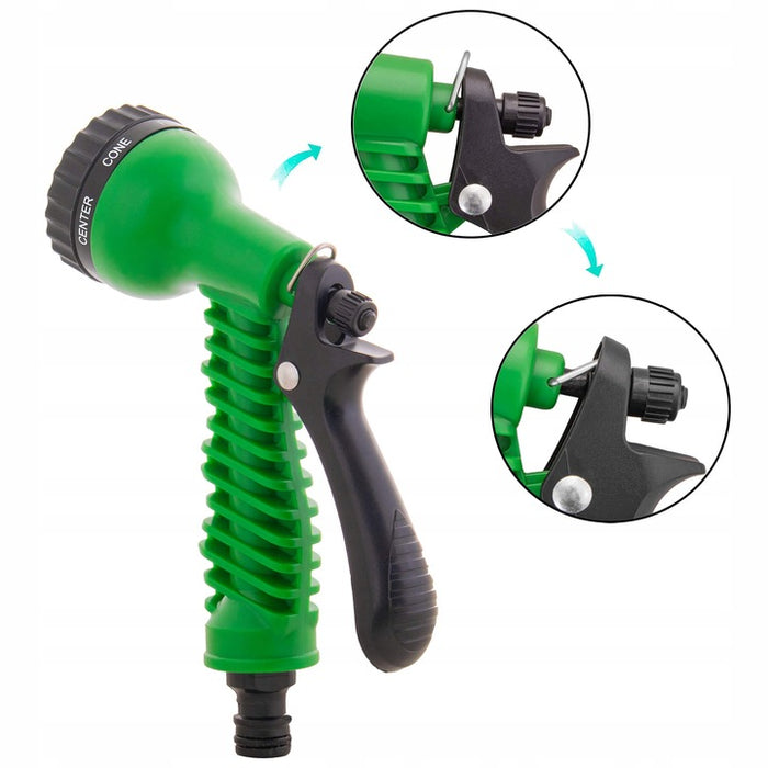 Furtun Extensibil 45m cu Pulverizator Multifuncțional GRATUIT, 7 Jeturi, Conector Inclus, Verde – Ușor, Flexibil și Durabil