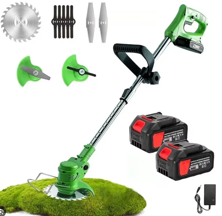 Motocoasă Electrică cu Acumulatori, 2 x 24V, 4000mAh, 18000 RPM, cu Accesorii Incluse